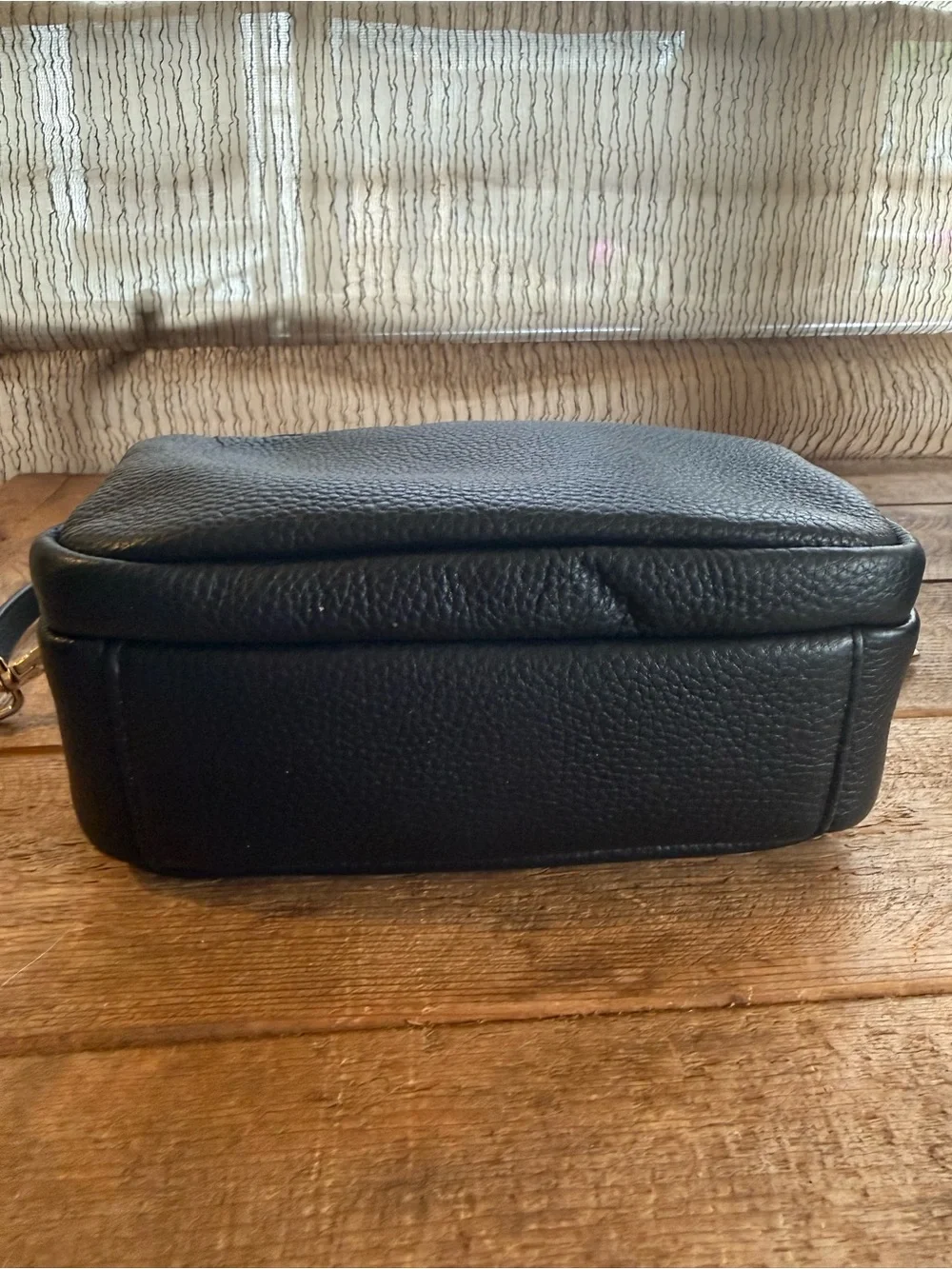 Pom Pom London Mayfair Black Leather Crossbody Camera Bag Double Zip - Picture 4 of 11